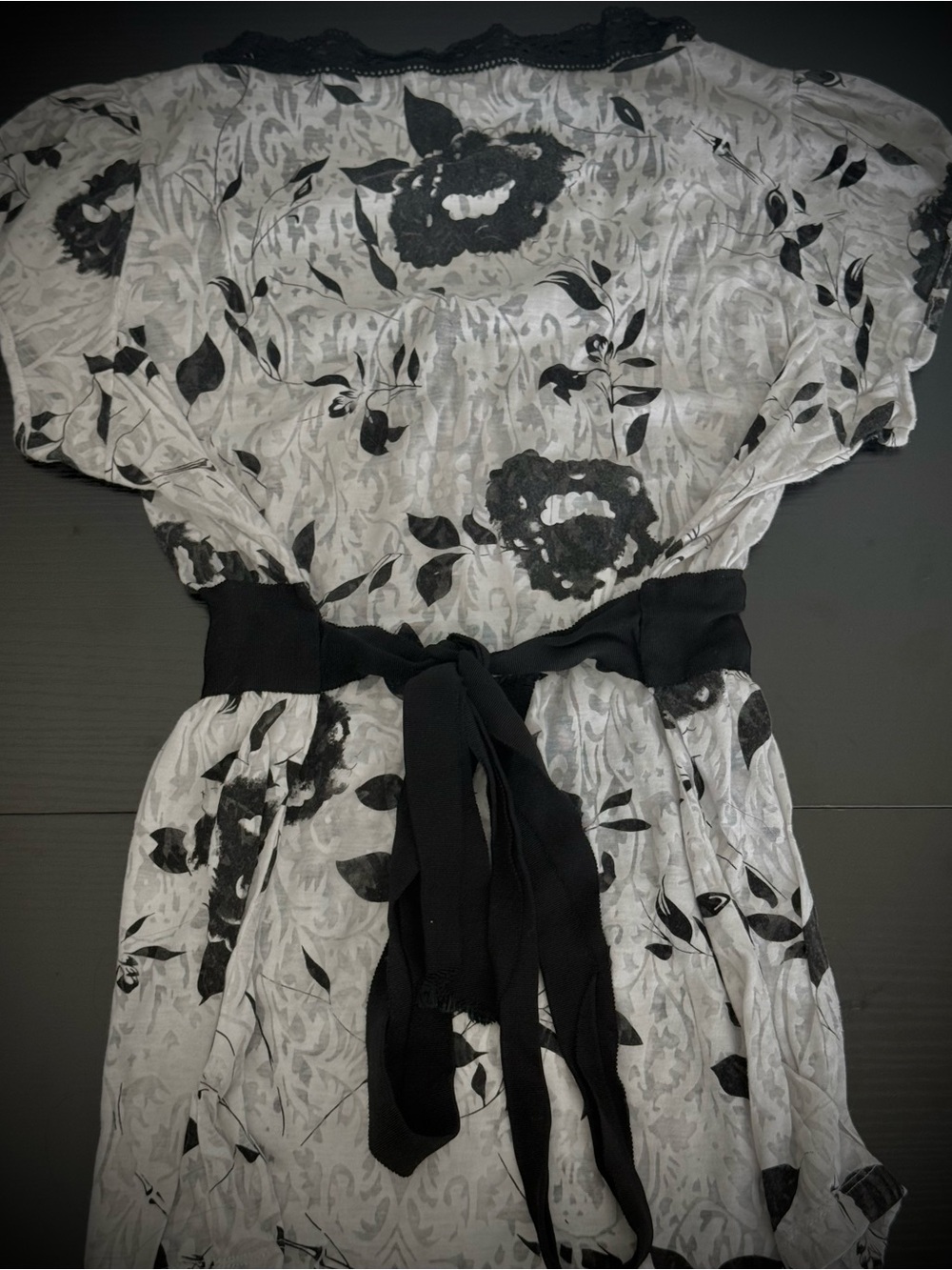 Y2K Fairy Grunge Sheer Floral Cap Sleeve Blouse M 🐝 - Picture 2 of 3